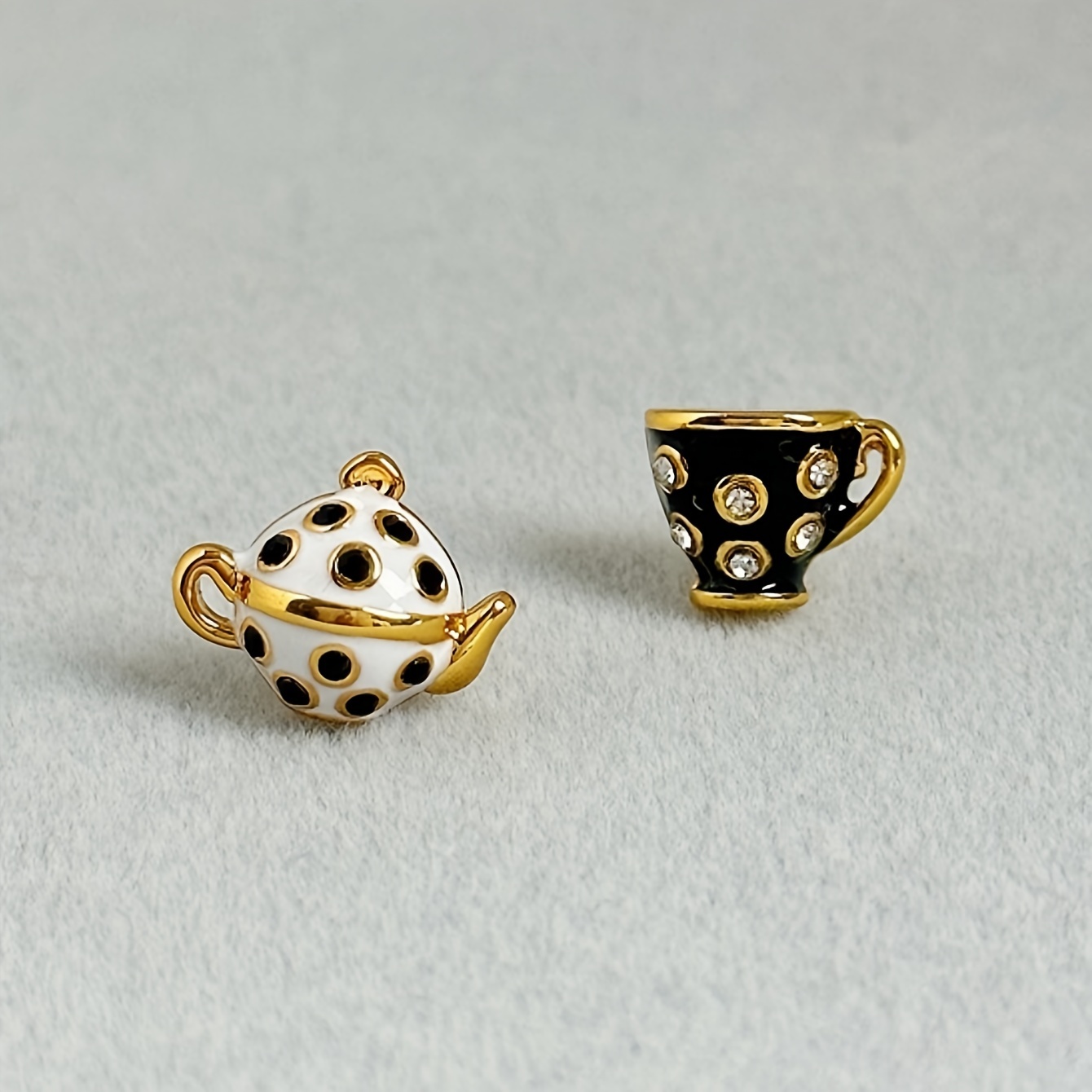 1 Pair Of Fashionable -encrusted Enamel Multicolor Drip Glaze Arabic Teapot And Teacup Ramadan Festival Stud Earrings For Women, Alloy Ear Jewelry, Holiday And Anniversary Gift
