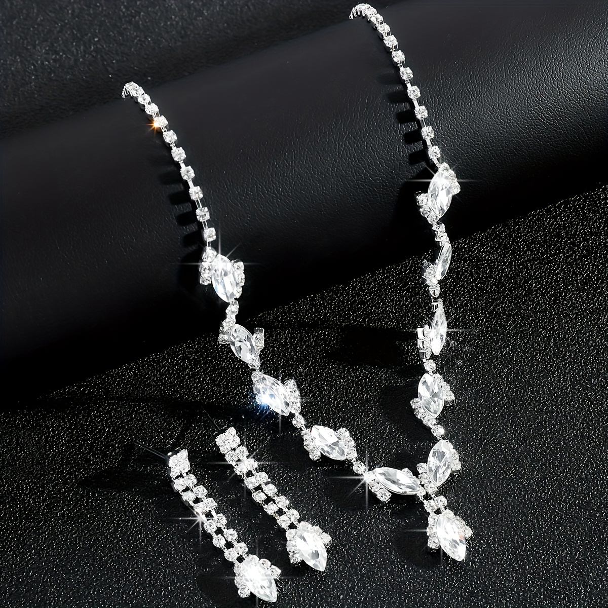 Crystal Teardrop Necklace & Earrings Set for Bridal Wedding