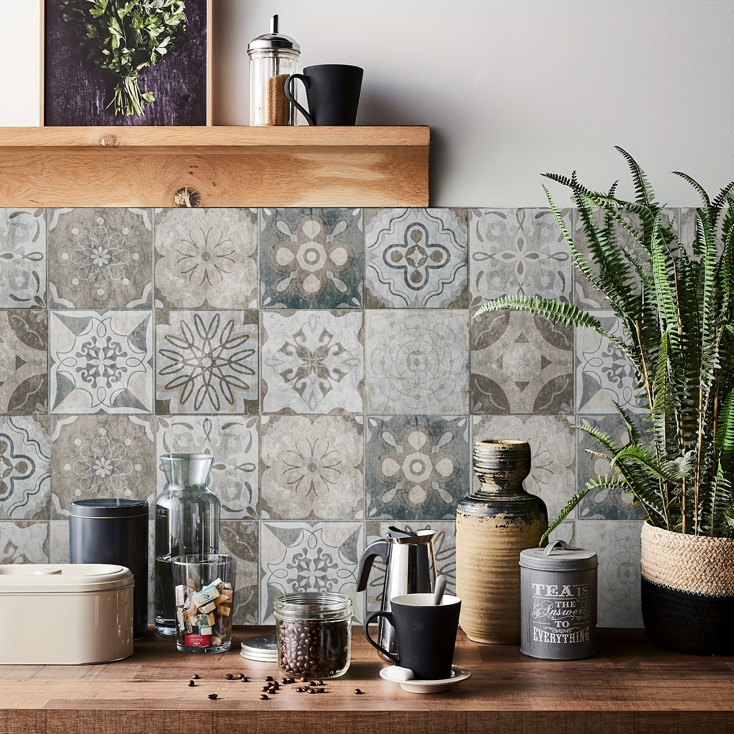 

24pcs/set Colorful Flower Brick Pattern Decorative Tile Stickers, For Living Room, Bedroom, Kitchen, Wall Cabinet, Backsplash, Waterproof And Oil-proof