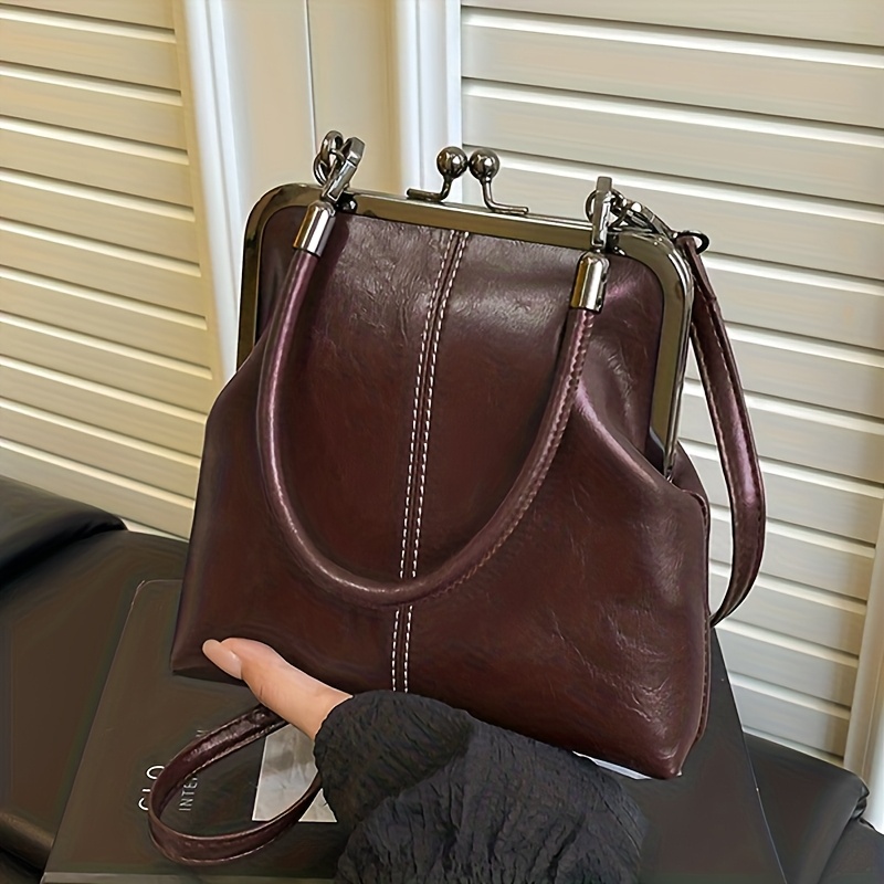 TEMU Pu Material Women's Small Square Crossbody Bag, Clasp Closure Pouch, Or As A Single-shoulder Bag, Daily Commuting Needs