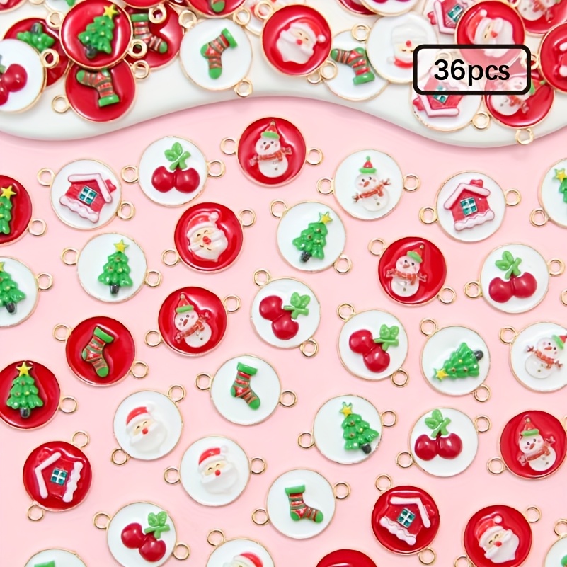 TEMU 12/24/36 piezas de adornos de bricolaje de estilo surtido : Papá Noel, números navideños, calcetines de Navidad, muñecos de nieve navideños, , y