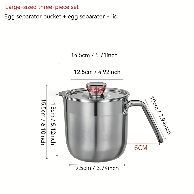 TEMU 304 Stainless Steel Egg Separator With Strainer And Collecting Bowl | And Baking, Essential Kitchen Tool | Durable Modern Kitchen Utensil