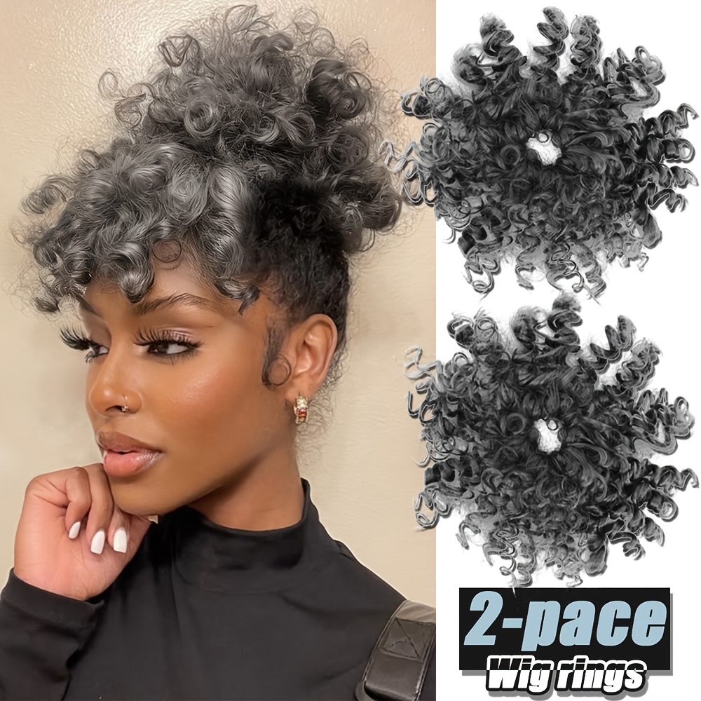 TEMU 2-pack Fluffy Spring Curly Ponytail Synthetic Fiber Wigs Suitable For Women' Wear