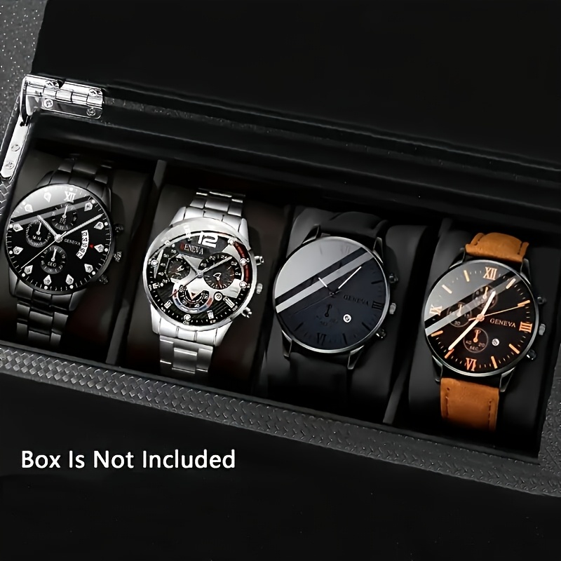 Image of 4pcs Men's Fashionable Trendy Quartz Wristwatch Set For Daily Wear, Parties, Valentine's Day, Easter, Christmas, New Year's Day, Halloween, , And As A Gift For