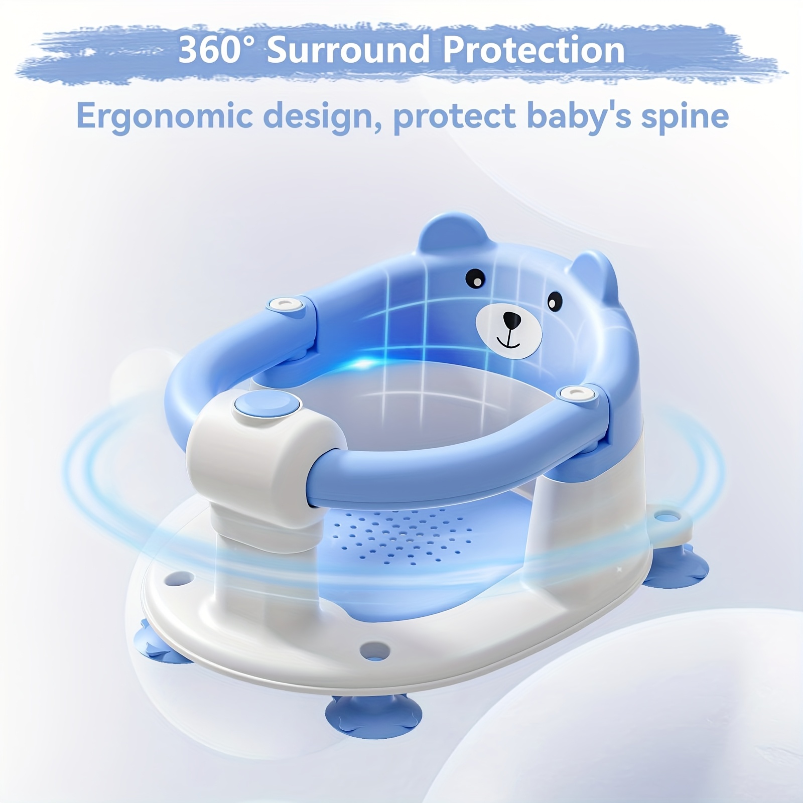 Baby Bath Seat for 6 Months and Up with Non-Slip Suction Cups and Soft Cushion, Toddler Bath Support Chair in Multiple Colors