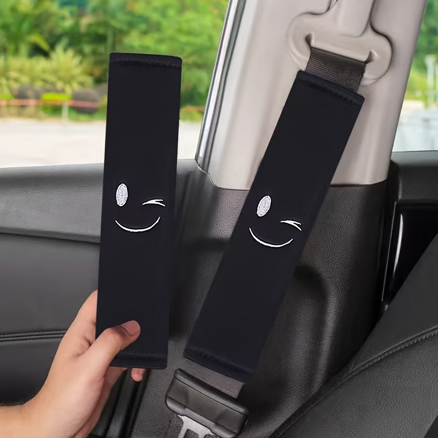 2pcs Black Shoulder Pads/embroidered Craft - Use/suitable For Drivers And - Car Soft Comfortable Shoulder Strap Covers Adjustable Seat Belts - Comfortable And Durable - And Shoulders