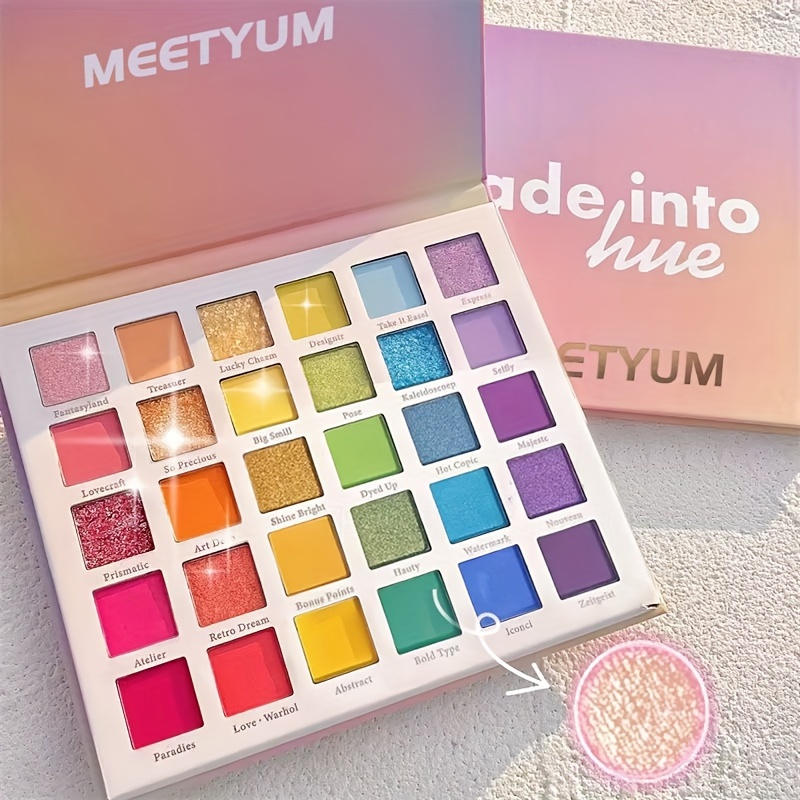 30 color rainbow candy eyeshadow neon multicolor stage makeup artist eyeshadow palette with pearlescent matte and shimmering glitter finish for cosplay makeup for music festival details 0