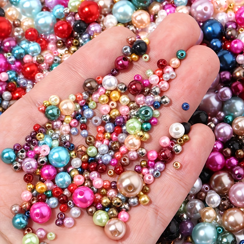 Candy Color Abs Straight Hole Imitation Pearl Beads Jewelry - Temu