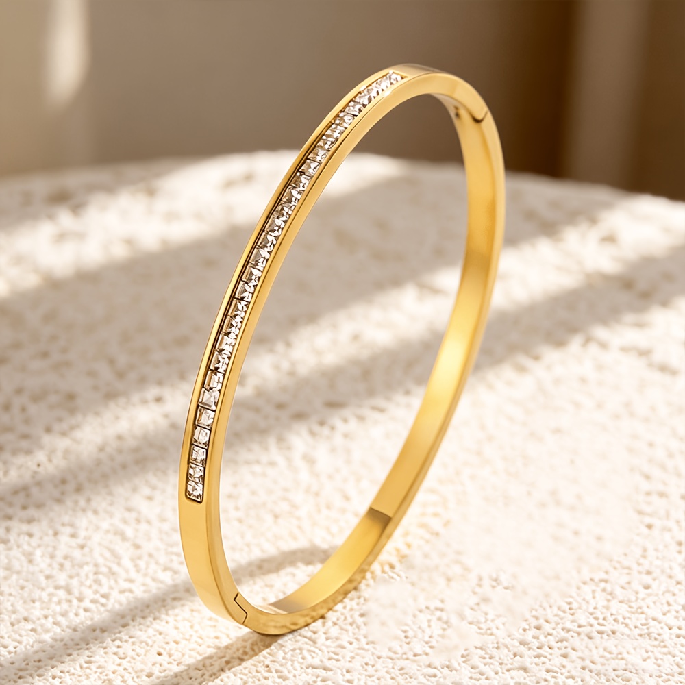 Image of Steel 18k Golden Plated Women's Stackable Bangle, Small Waist Bangle Jewelry, Hypoallergenic Fashion Wristband, Suitable For Daily Wear Valentine's Day Mother's Day Gift