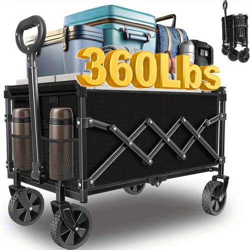 360 460 lbs collapsible wagon cart with wheels foldable folding utility heavy duty wagons carts for grocery shopping camping