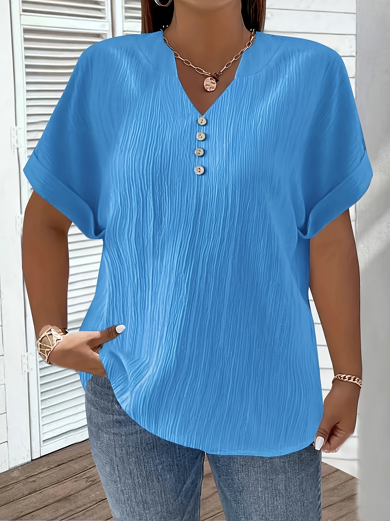 plus size plus size plus size womens solid color v neck short sleeve top