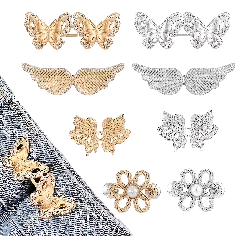 Image of 8pcs Belt Tightener Set, 4 Styles Suitable For Loose Pants, No-sew Clip-on Adjustable Belts, Seamless Waist Accessories For Skirts And Long Trousers