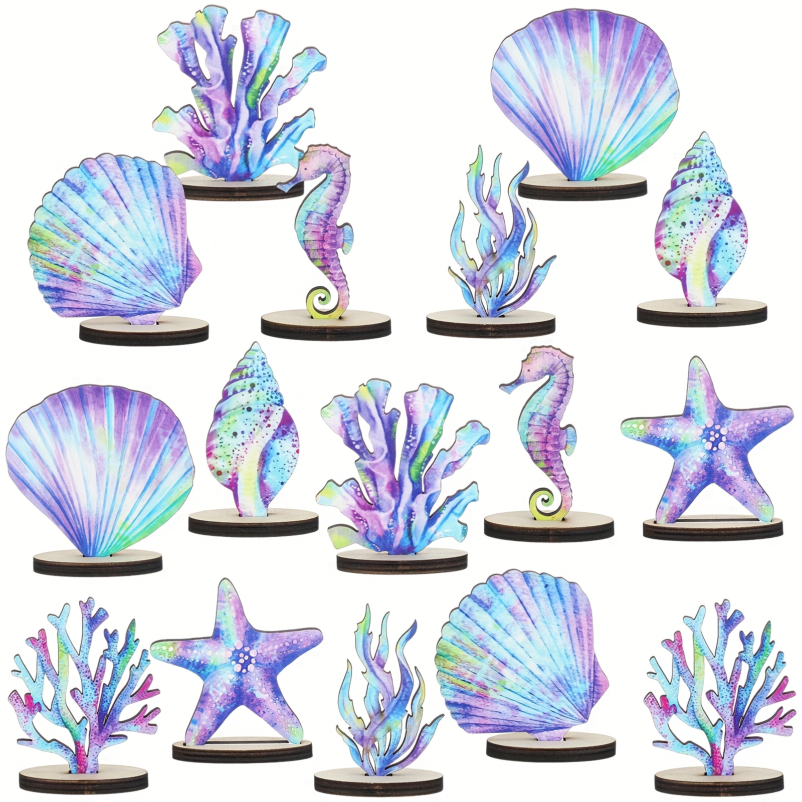 TEMU 16pcs Mermaid Party Decorations Mermaid Bee Disco Dinosaur Table Centerpiece Diy Table Decor For Ocean Bee Disco Dinosaur Theme Birthday Shower Party Packs (mermaid)
