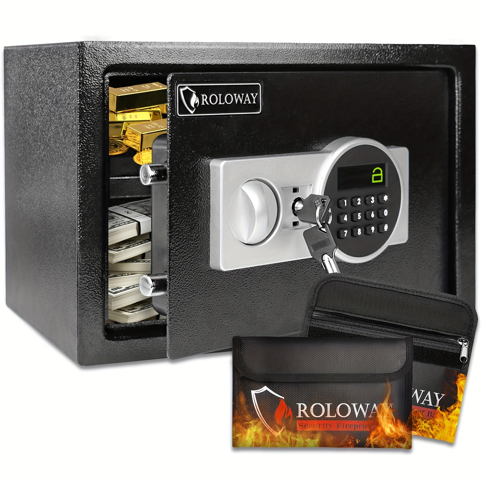 

Fireproof Safes With & Water-resistant Bag, Available In Multiple Sizes (0.8 Cubic - Silver)