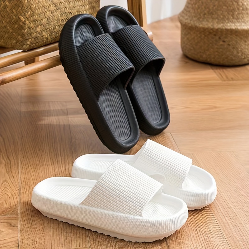 

Men's Solid Color Open Toe Breathable Slippers, Comfy Non Slip Durable Anti Odor Eva Slides, Men's Summer Indoor Footwear