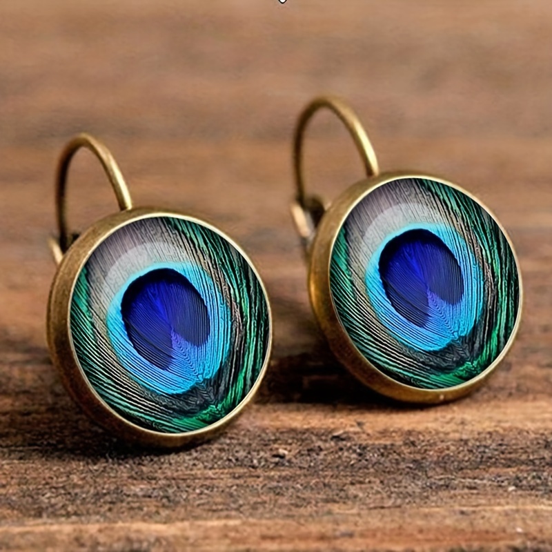 Image of 1 Pair Suteyi Vintage Earrings, Glass Gemstone Alloy, Tribal Style Fashion Jewelry For Women, Daily & Gift Occasions