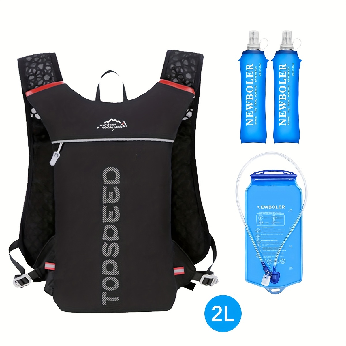 

Stay Hydrated During Outdoor Activities: Running Water Bag Backpack With Large Capacity & 500ml Soft Water Bottle!