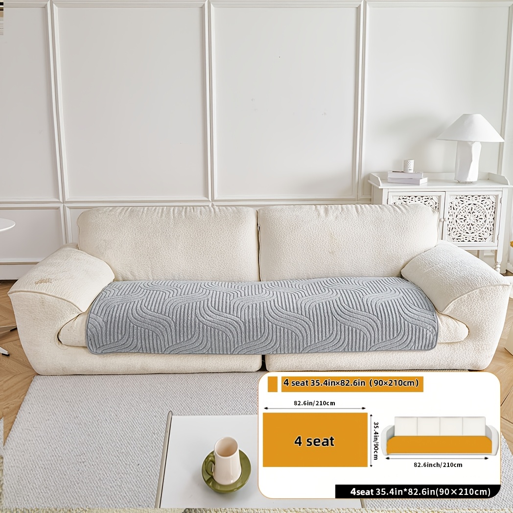 TEMU 1pc Plush Polyester Sofa Cover - Non-slip Pet-friendly Breathable Machine Washable No Print Design, Fit For 2/3/4-seater & Sectional Sofas,