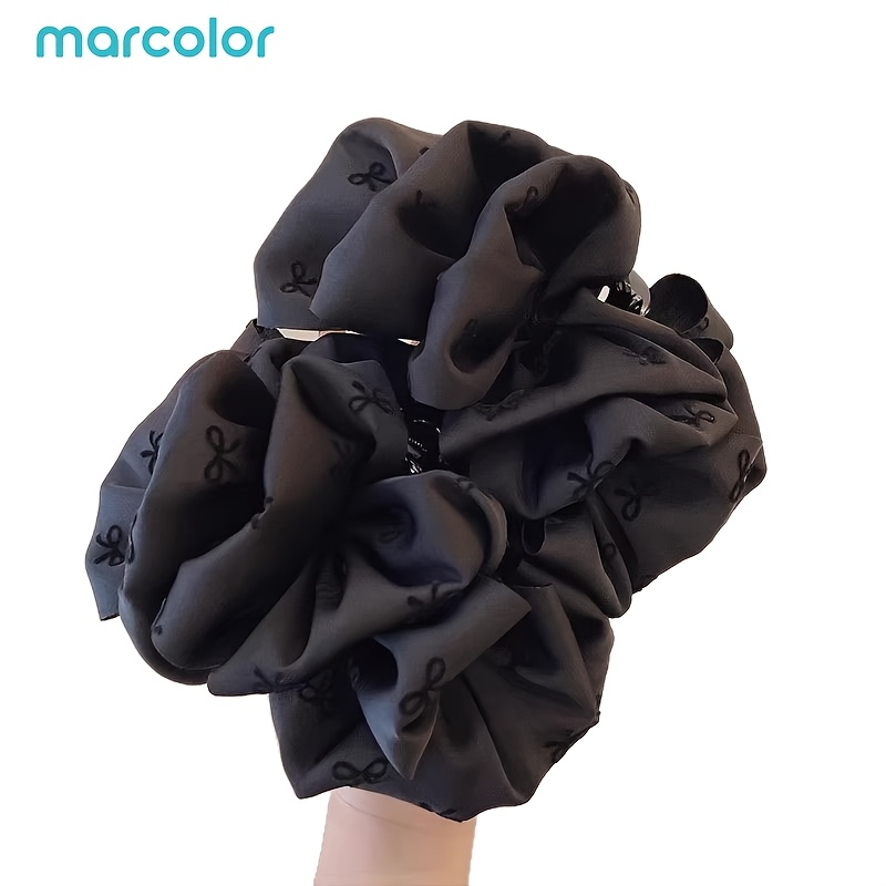 TEMU Marcolor Satin Pleated Large Bow Hair Clip, Designed For Women, Featuring Mini Bow Embroidery Decorative Hair Clip, Versatile For Daily Wear &