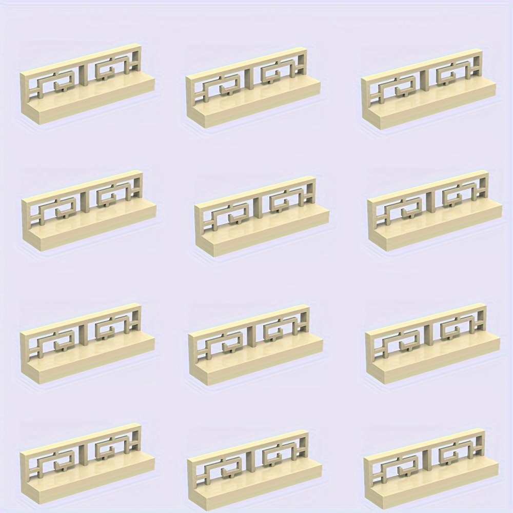 Image of 12pcs/set Building Block House Farm Garden 1x4x1 Fret Ranch Carved Fence Animal Scene Play Christmas Gift Birthday Gift Creative Construction Toy 8+