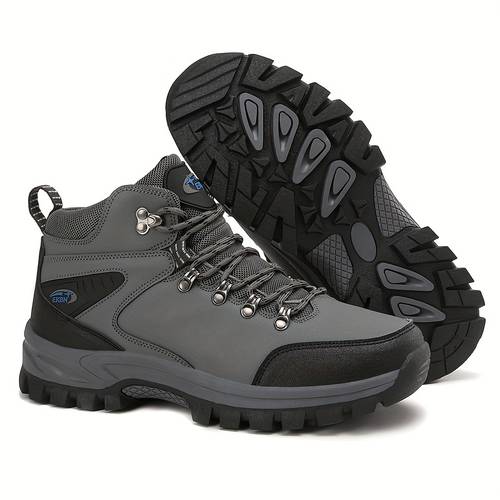 new mens fashion versatile breathable sports outdoor hiking shoes stylish high top casual shoes wear resistant anti slip hiking shoes