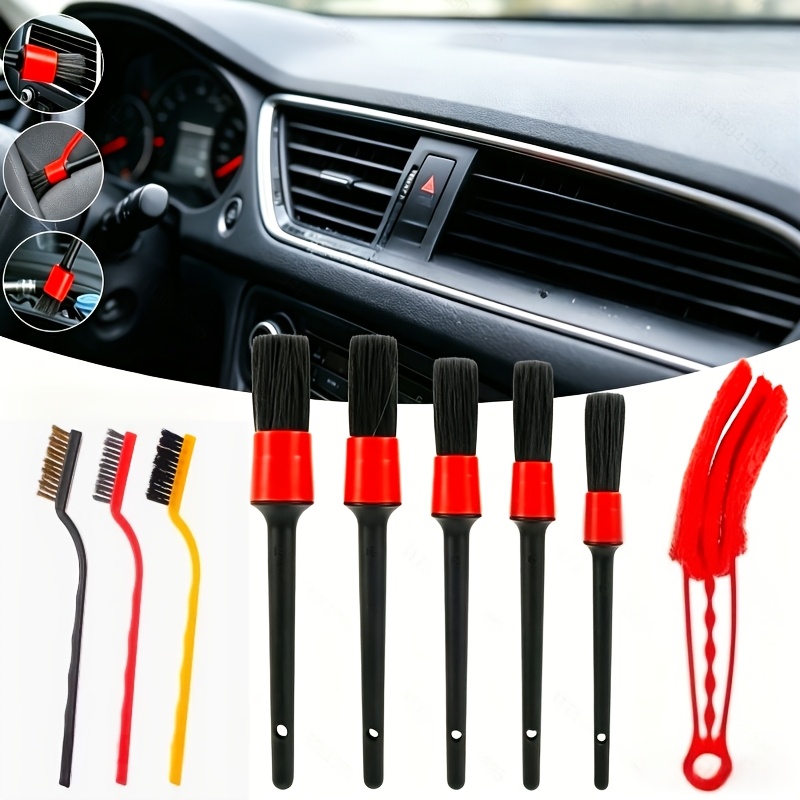 TEMU Car Detailing And Maintenance Tool Kit, Cleaning Tools, Car Brushes And Wash Tools, Car Detailing Tool Set, Interior Cleaning Brush Combination.