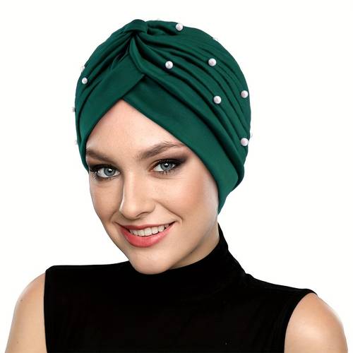 muslim headscarf hat pearl drill indian turban headscarf chemotherapy cap