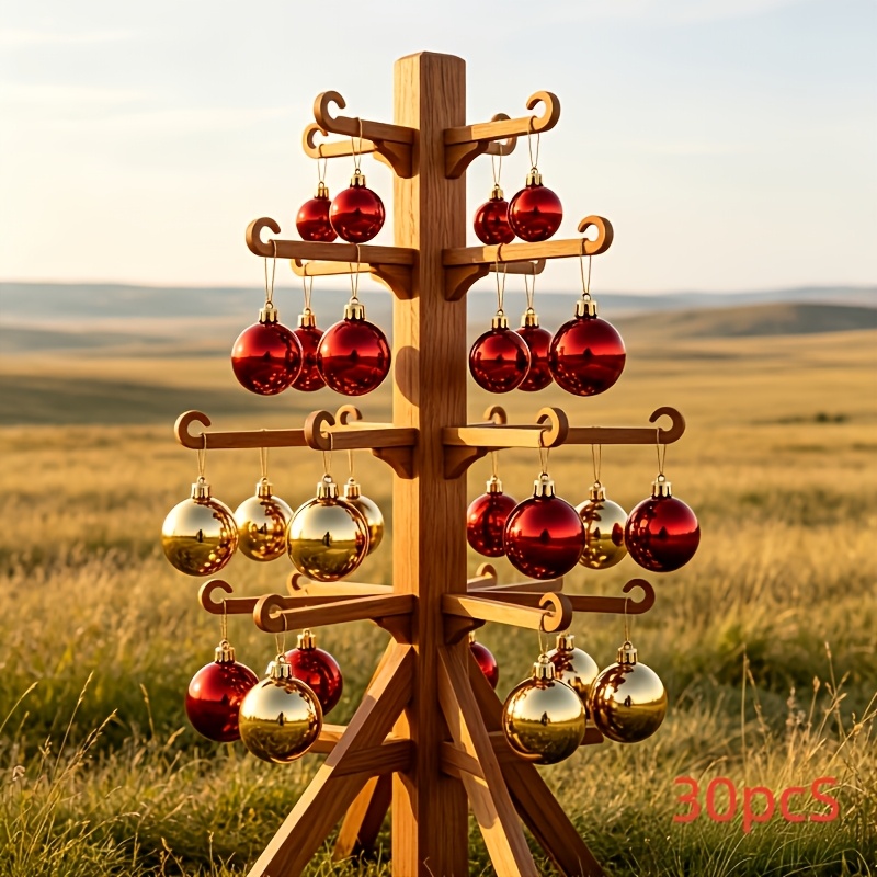 item picture 30pcs set of hanging decorations electroplated glossy golden and red mixed christmas ornaments essential for holiday decorating suitable for christmas halloween new year and wedding party decor festive home wall door and window hangings