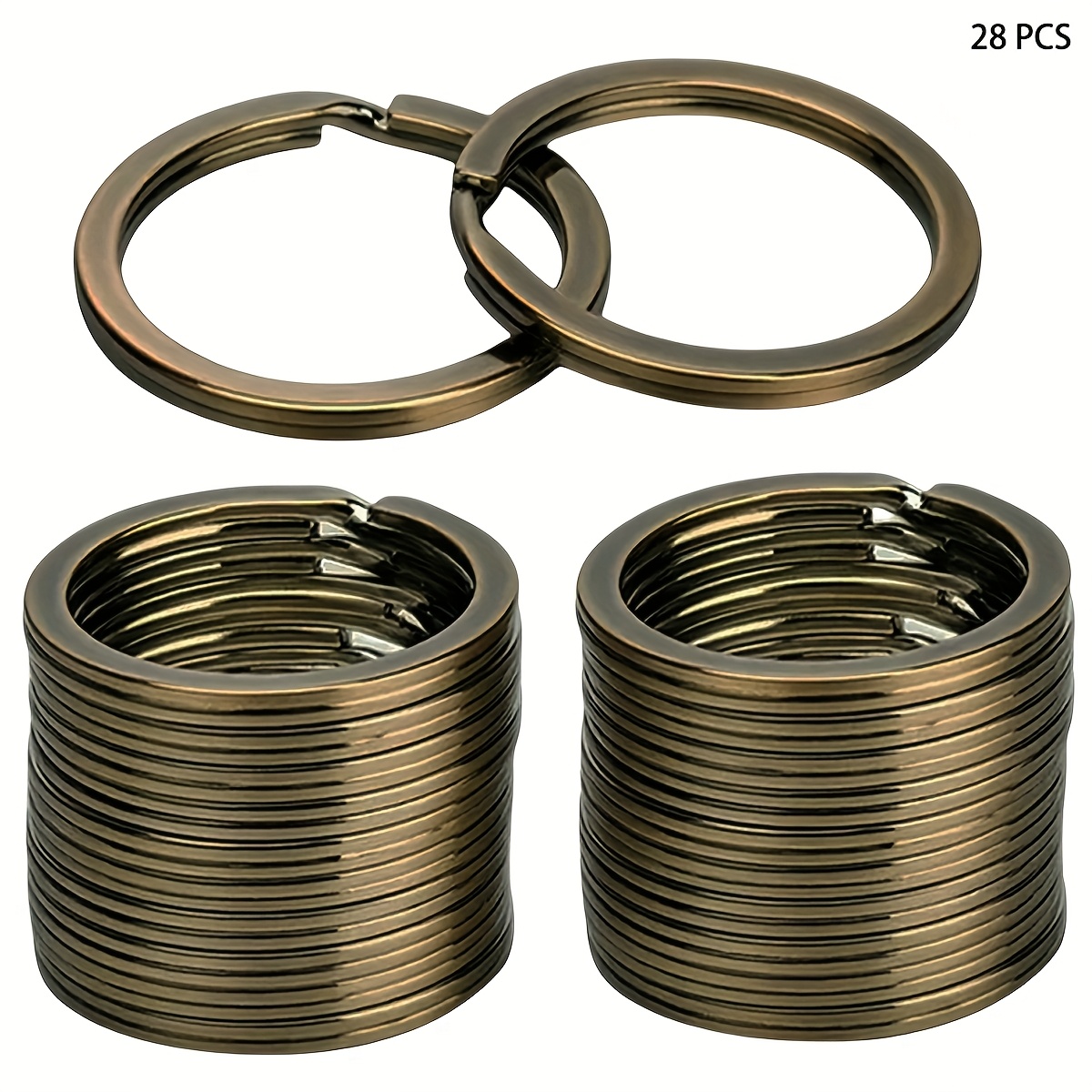 28pcs 1-inch Rings, Flat Metal Key Rings For Home Organization, Car Keys, Diy Crafting (5 Colors)