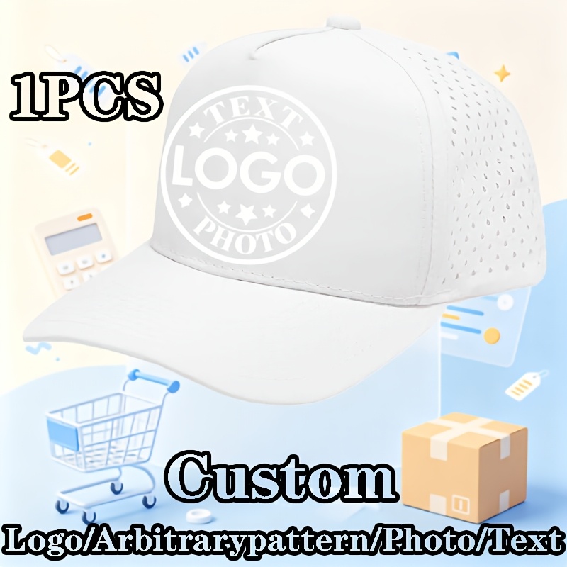TEMU Breathable Laser-perforated Trucker Hat, Unisex Adjustable Personalized Sports , Available, Custom Logo/pattern/text Baseball , Quick-dry