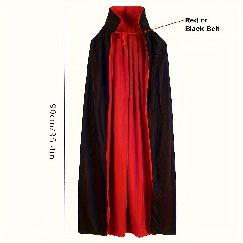 TEMU Reversible Vampire Cloak With Hood - Dual-sided , Collar, Detachable Layer, Ideal For Larp, Cosplay, Stage, , Haunted , Halloween & Costumes