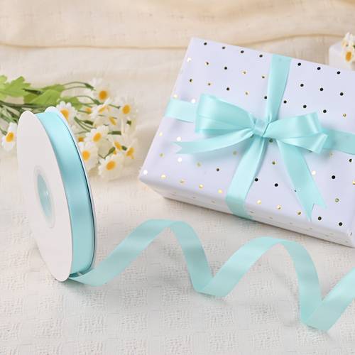 50 yards double sided polyester ribbon 5 8 inch wide white polka for easter bows gift wrapping crafts weddings party decorations table settings ribbon for flower bouquet