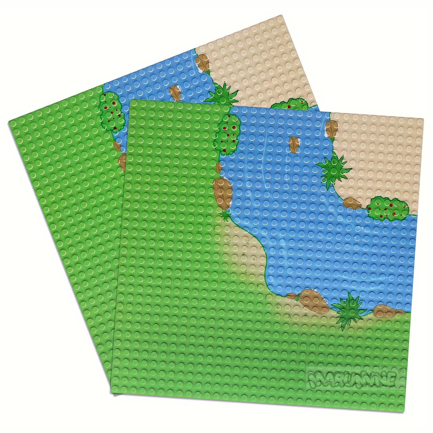 2pcs Baseplate Building Blocks with River Grassland Ocean Pattern