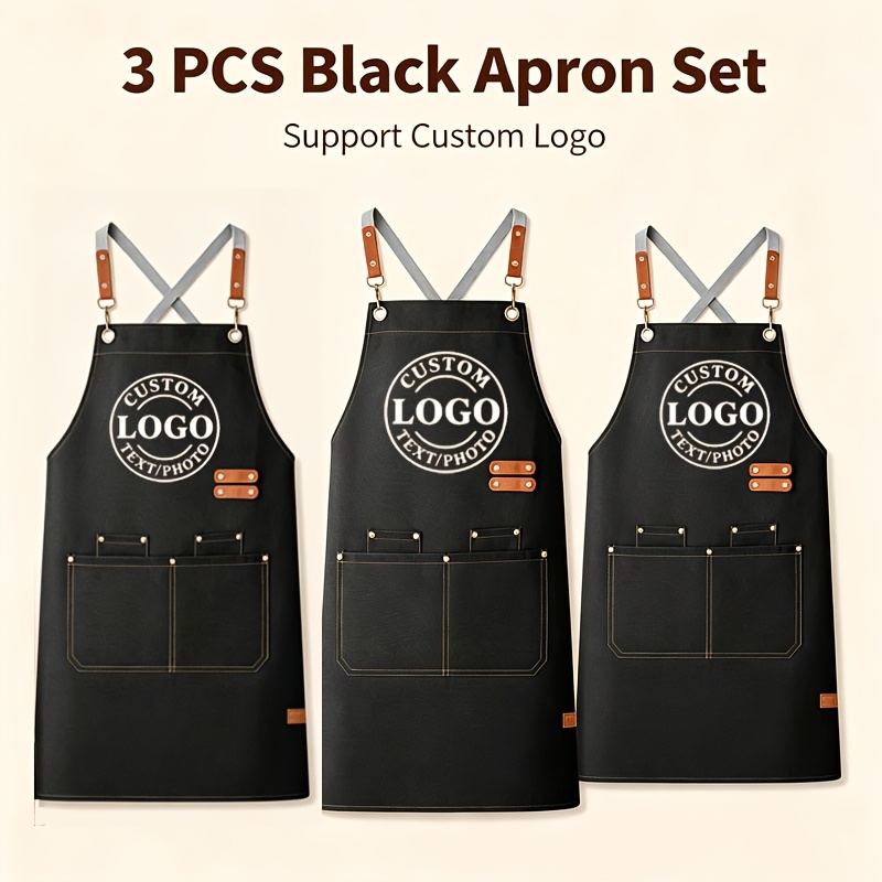 TEMU 3pcs Set Of Custom Personalized Photo Chef Aprons, Adjustable Elastic Aprons, Suitable For Kitchen Aprons, With Pockets, Ideal Gift For Mother's