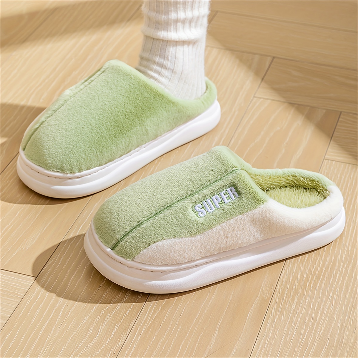 Cute High-Quality Plush Winter Slippers, Comfortable Warm Flat Fluffy Shoes, Cozy Home Bedroom Slippers, Soft Sole Plush Slippers, Women's Indoor Slippers, Women Shoes