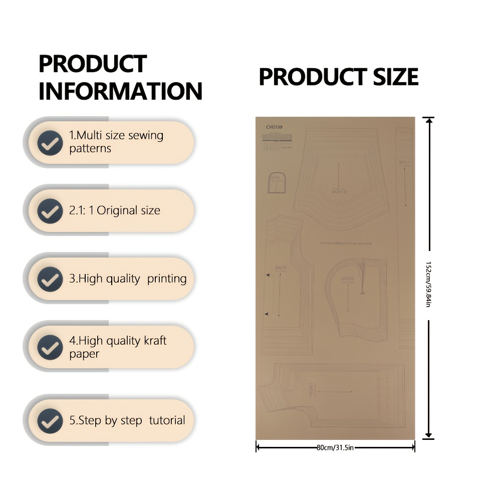 TEMU Modelli per Cucire Accappatoi �� 9 Taglie (6M-10A), Modelli di Abbigliamento in 1:1, Kit per Principianti, Prototipi per Abbigliamento, per