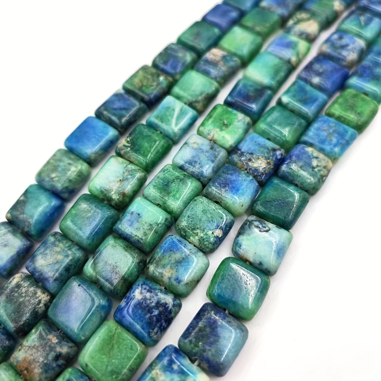 Image of A 18cm Natural Quartz Square Bohemian Loose Bead Handmade Women's Turquoise Charm Elegant Bracelet Necklace Accessory, Couple Gift