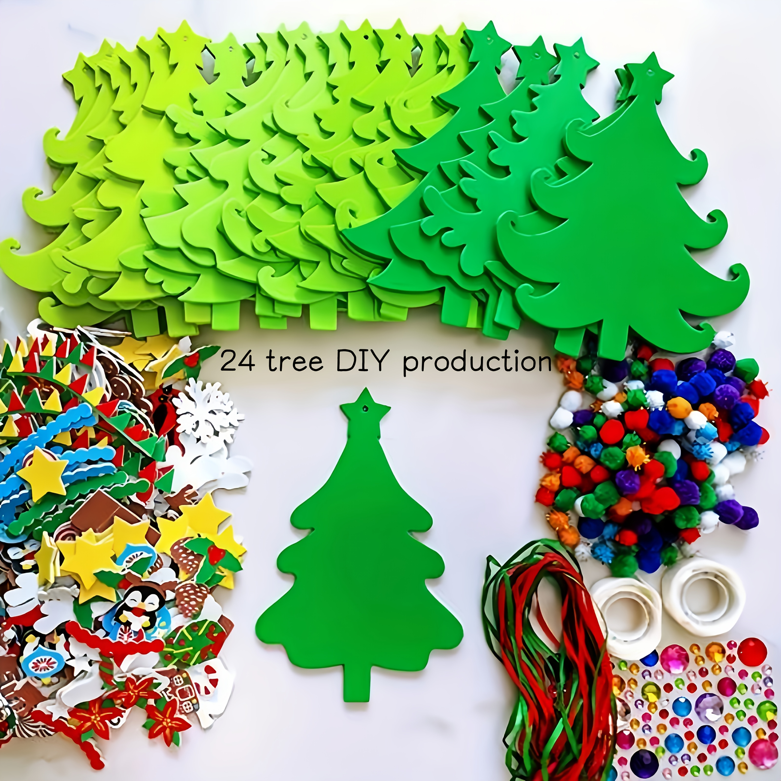1 set of felt christmas   felt fabric handmade diy 3d christmas decorations detachable felt christmas gifts including 24 trees in 6 colors and   candy socks and   decorations exquisite and fun   home indoor and outdoor decoration parties carnivals halloween etc