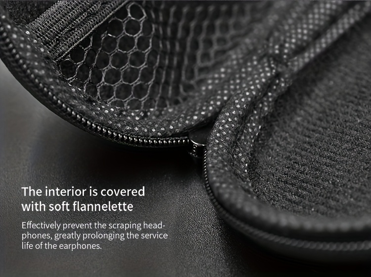 portable faux leather earphone case oval shockproof protective pouch with zipper closure compact travel organizer for headphones earbuds black headphone storage case portable storage case sleek accessory durable organizer flexible material electronic accessory Product details 4