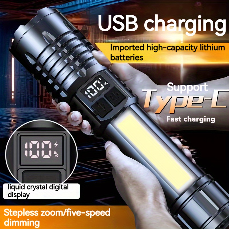 

Super Bright Xhp70 Powerful Led Flashlight Power Bank Torch Light Usb Rechargeable Camping Flashlight With Cob Lamp