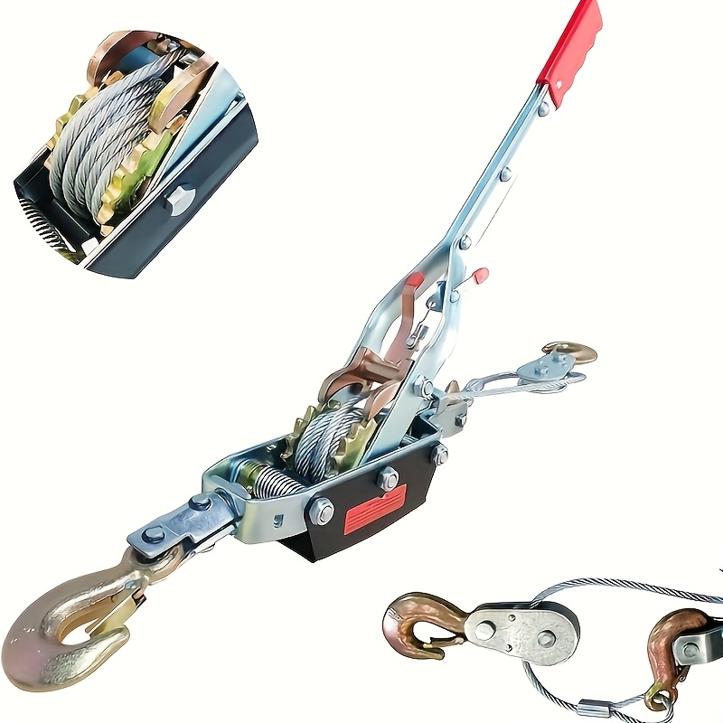   new galvanized material rope tightener with double hooks steel wire rope tensioner wire rope puller manual ratchet tensioner traction winch 1 2 4 ton pulling capacity heavy duty ratchet power pulling tool with dual gears   manual