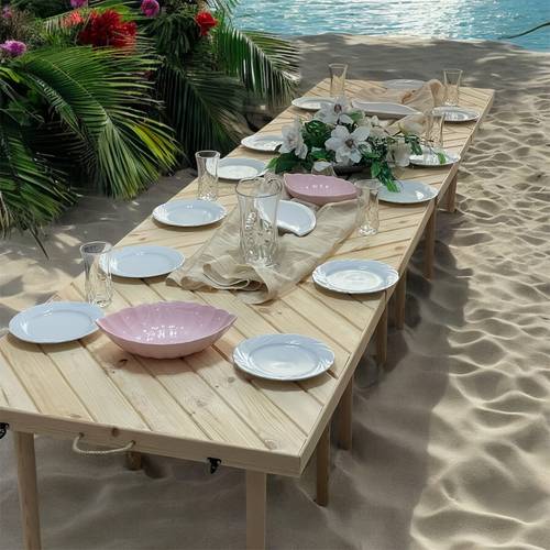 1pc bohemian style table beach table picnic table wooden table folding table car picnic table outdoor camping folding table with 5 table corners easy to carry
