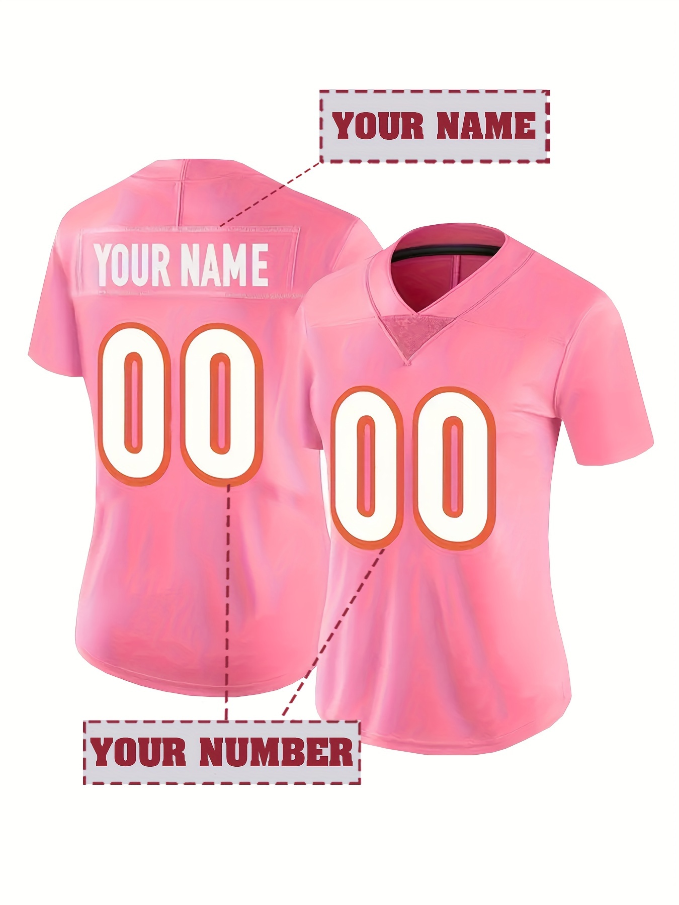 maillot football américain rose personnalisable femme nom Temu