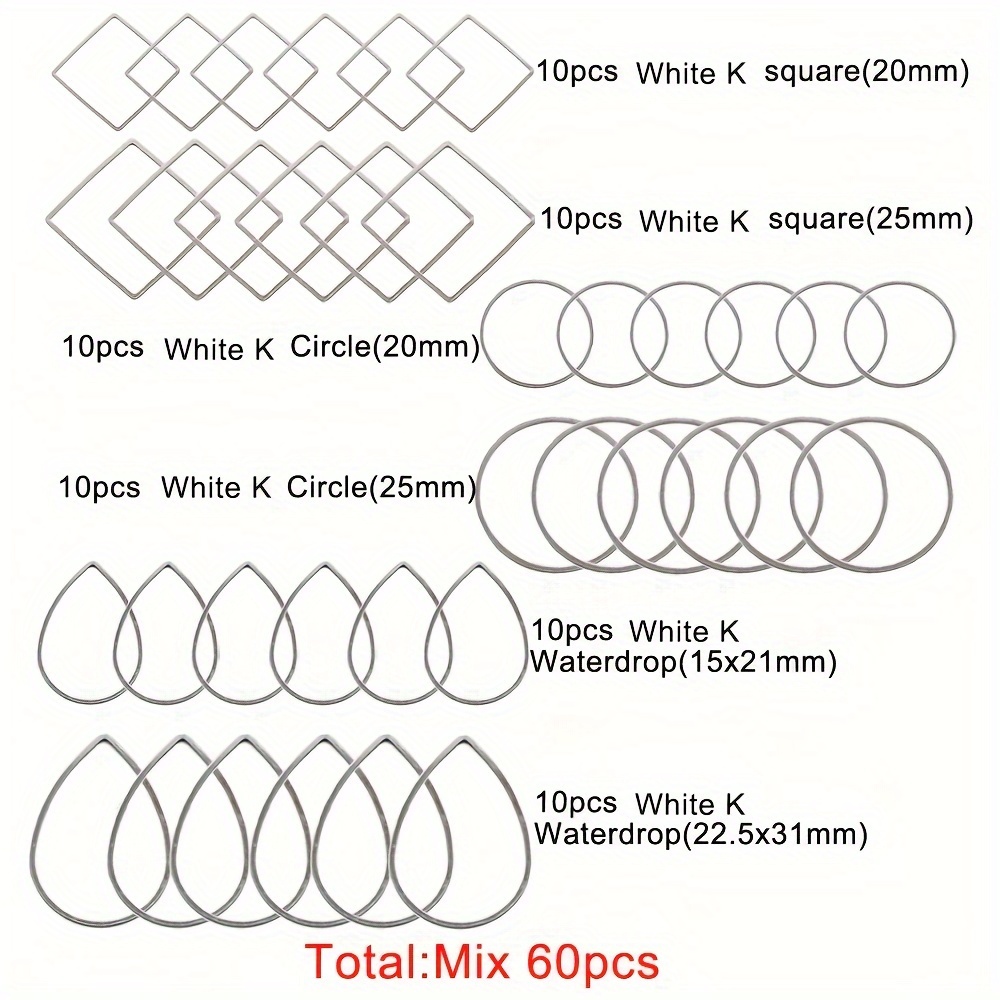 E-shop 60-teiliges Kupfer-Ohrring-Set - Verschiedene Größen mit Quadratischen, Kreisförmigen & -Hoop-Ohrringen für DIY-Schmuckherstellung, Hoop-,