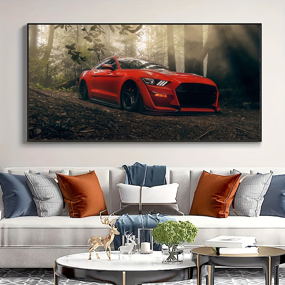 

1pc Unframed Canvas Poster, Modern Art, Red Luxury Car, Ideal Gift For Bedroom Living Room Corridor, Wall Art, Wall Decor, Winter Decor, Room Decoration