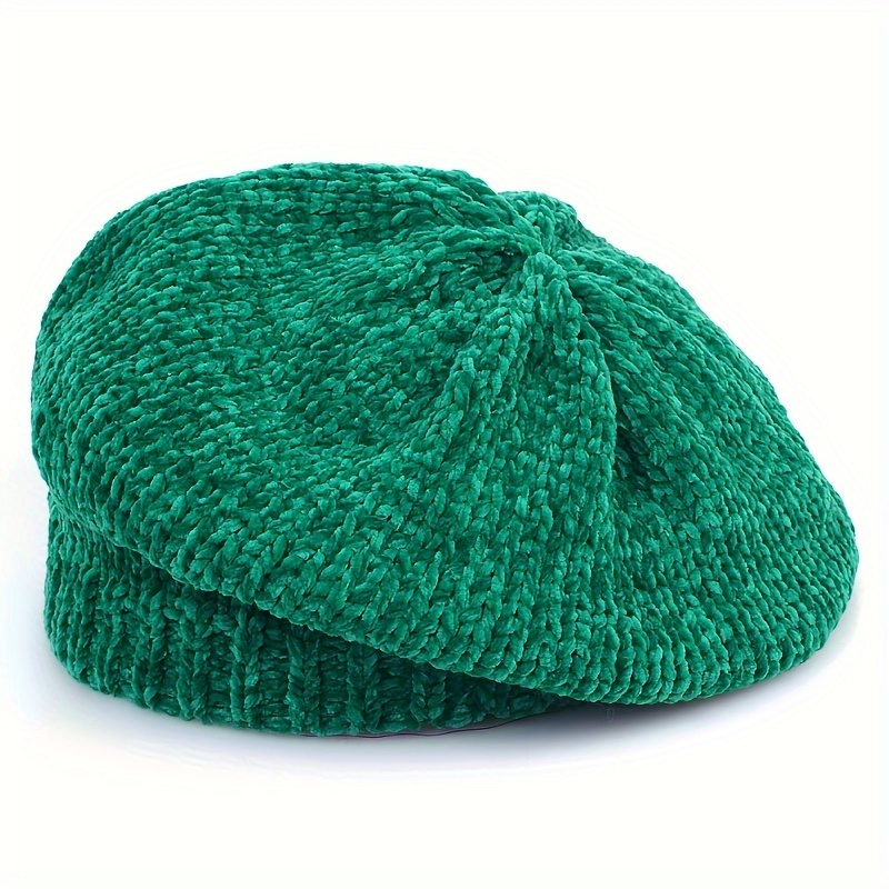 TEMU 1pc Fashionable Autumn/winter Chenille Women's Beret Hat, Solid Color, Multiple Colors Available, Cold-proof Hat, Suitable For Daily Use