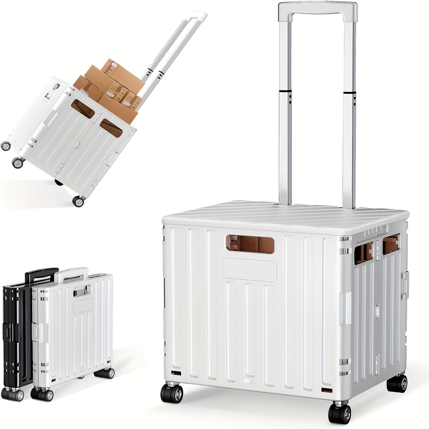 Chariot De Rangement Pliable Et Roulant, Bac à Roulettes Noir, Plastique Compact