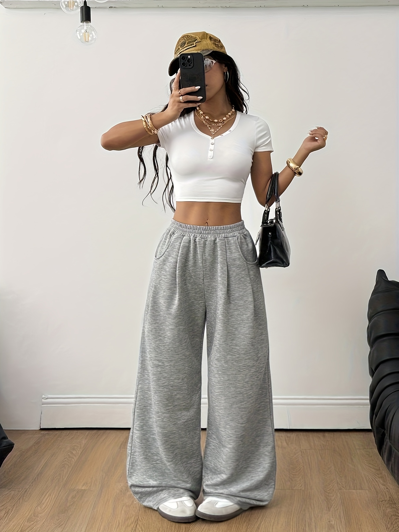 y2k wide leg pants oversized loose fit hips thighs - Temu Oman