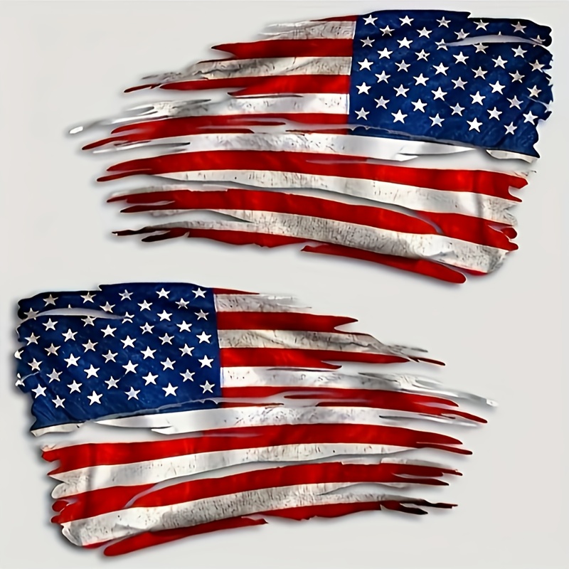 A Pair Of 2 American Flag Stickers, Car Decals, Suitable For Use On Cars And Furniture Glass