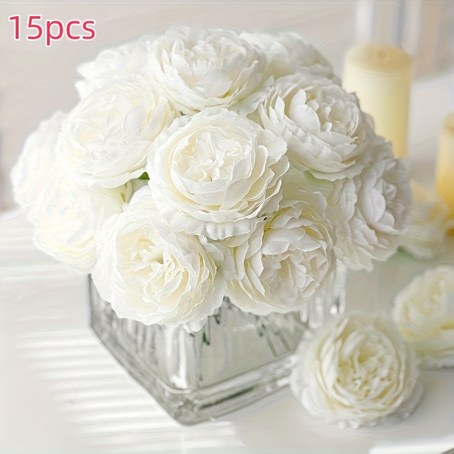 E-shop 15 künstliche Pfingstrosenblütenköpfe, geeignet für Hochzeiten, Blumenarrangements, Partys, Tischdekorationen, , Braut-Haarschmuck